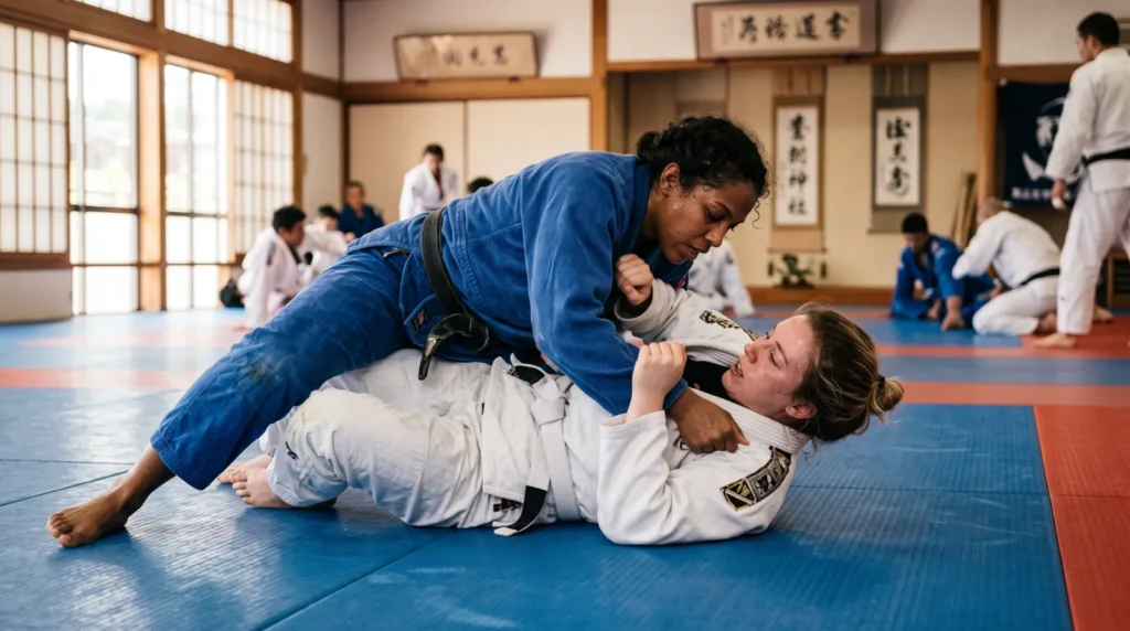 Praticanti di ju-jitsu in allenamento
